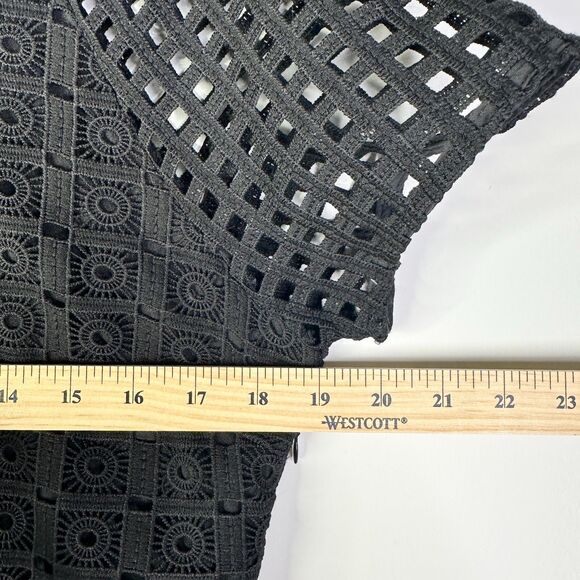 KARLIE Dress Women L Black Lace Eyelet Crochet Short Slv Sheer Boho Indie NWT - Picture 7 of 9